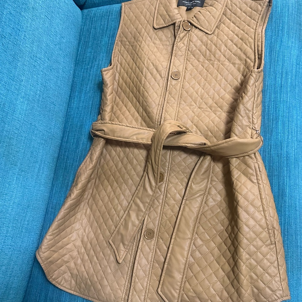 Tan Quilted Sleeveless Vest
